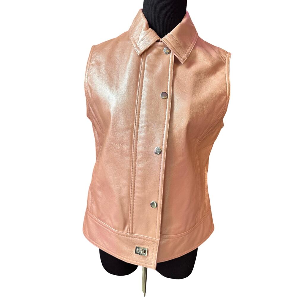 $279 S600 West Pearlescent Pale Pink Leather Vest S NWOT